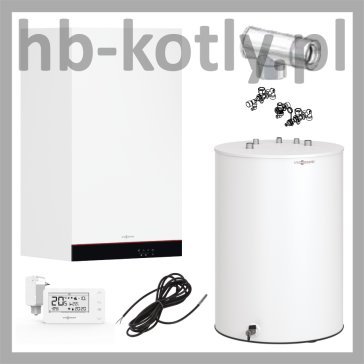 PAKIET VIESSMANN - Kocioł Vitodens 050-W z zasobnikiem Vitocell 100-W z regulatorem i bazowym zestawem kominowym